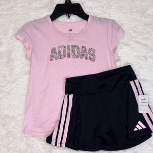 Adidas Pink and Black Kids Outfit Skirt Set